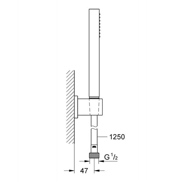 GROHE - Grohe Set de douche Mitigeur thermostatique Grohtherm + Douchette Stick 1 jet, support mural, flexible, Chrome (34169001-CUBESTICK) - large
