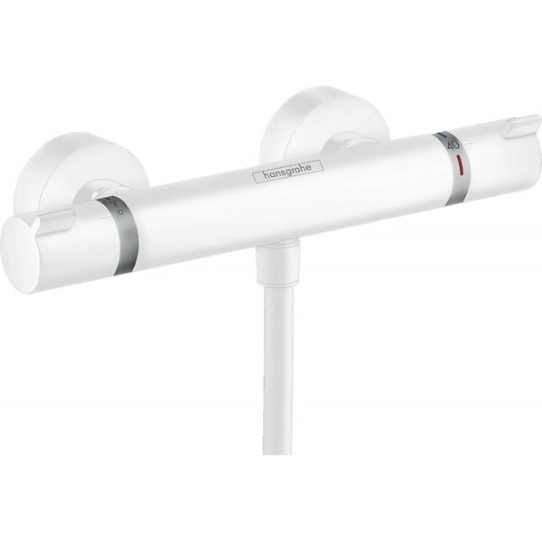 HANSGROHE - Hansgrohe Set de douche Mitigeur Comfort + Barre de douche Unica 65cm + Douchette 3 jets Raindance 120 Select E, Blanc mat - large
