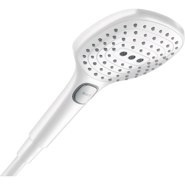 HANSGROHE - Hansgrohe Set de douche Mitigeur Comfort + Barre de douche Unica 65cm + Douchette 3 jets Raindance 120 Select E, Blanc mat - large