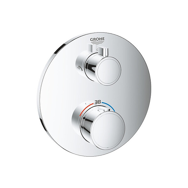 GROHE - Grohe Grohtherm Set de douche encastré avec mitigeur thermostatique, douche de tête 210mm + Douchette avec support mural, Chrome - large