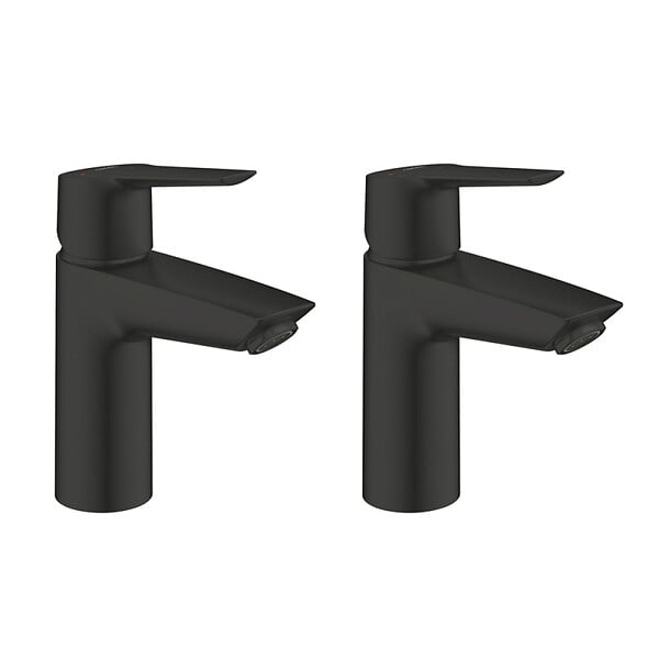 GROHE - Grohe Lot de deux START Mitigeur monocommande lavabo tille M, avec tirette de vidage, noir mat (235752432-GroheBlackDuo) - large