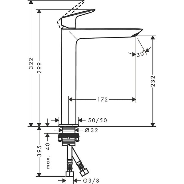 HANSGROHE - Hansgrohe Logis Mitigeur de lavabo XL avec ComfortZone 240, sans tirette ni vidage, Chrome (71258000) - large