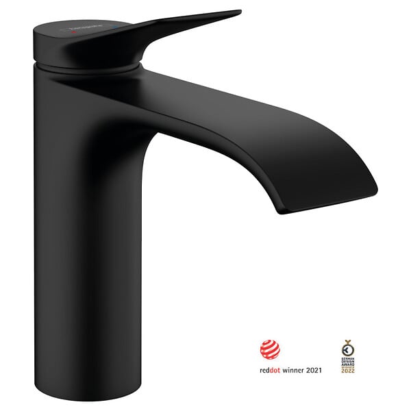 HANSGROHE - Hansgrohe Vivenis Mitigeur de lavabo 110 sans tirette ni vidage, bec cascade, noir mat (75022670) - large