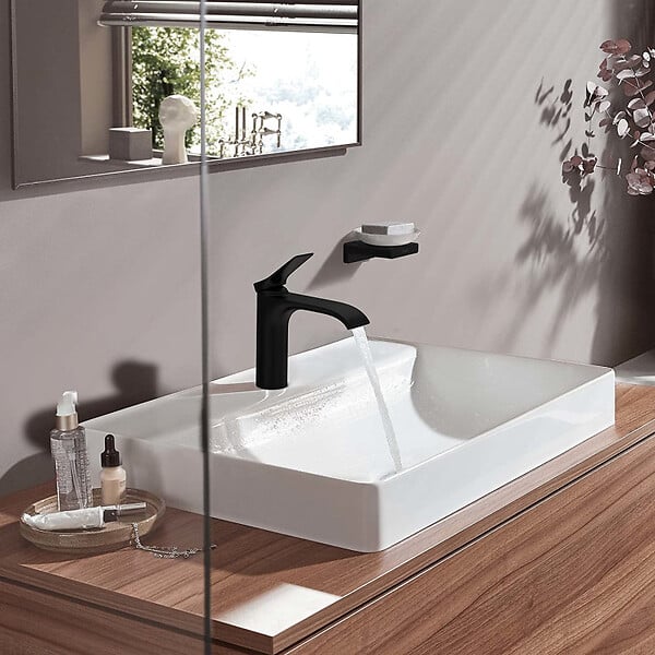 HANSGROHE - Hansgrohe Vivenis Mitigeur de lavabo 110 sans tirette ni vidage, bec cascade, noir mat (75022670) - large