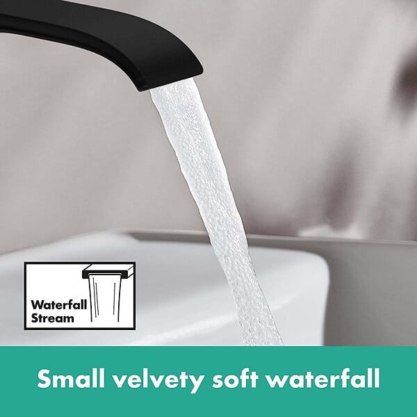 HANSGROHE - Hansgrohe Vivenis Mitigeur de lavabo 110 sans tirette ni vidage, bec cascade, noir mat (75022670) - large