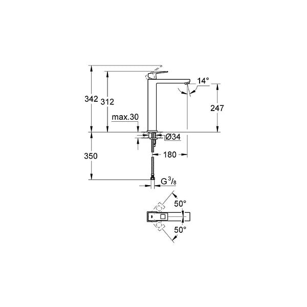 GROHE - Grohe Eurocube Mitigeur monocommande 1/2" LavaboTaille XL (G-23406000) - large