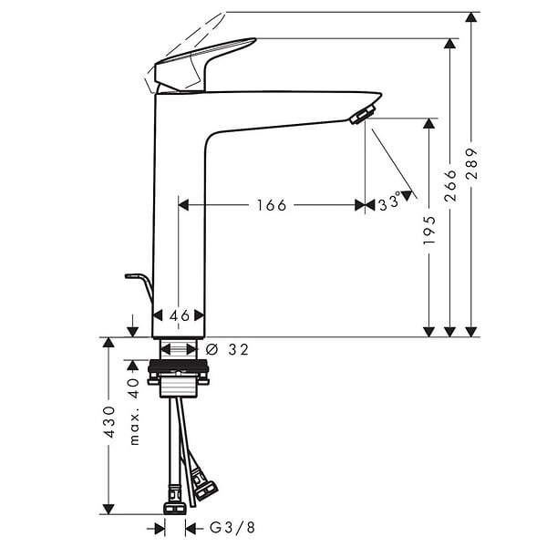 HANSGROHE - Hansgrohe Logis 190 Mitigeur lavabo, avec tirette et vidage synthétique, chromé (71090000) - large