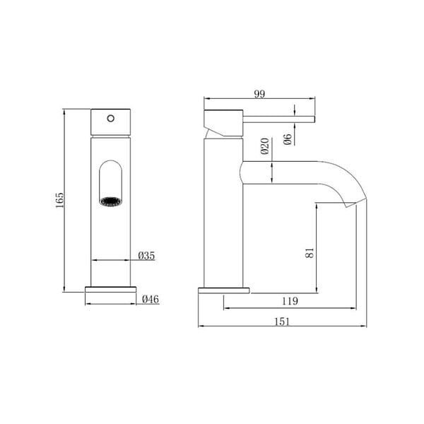 SWISS AQUA TECHNOLOGIES - Swiss Aqua Technologies Aurum mitigeur de lavabo 16,5 cm, à levier, sans vidage, noir mat (SATBAUR271C) - large