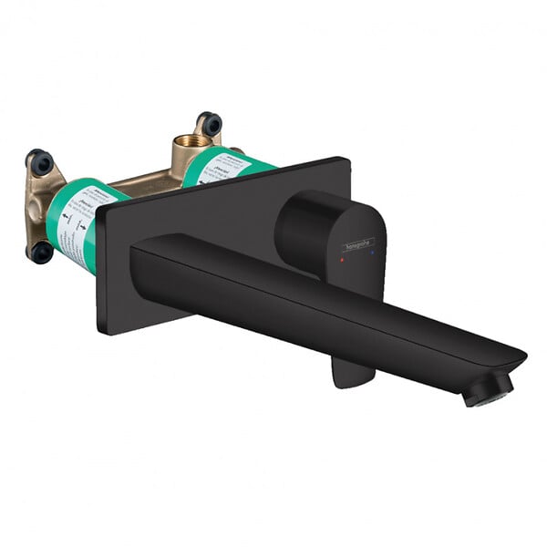 HANSGROHE - Hansgrohe Talis E Set Mitigeur monocommande lavabo encastré mural Noir mat, Bonde à écoulement libre, Corps encastré 71734670-SET - large