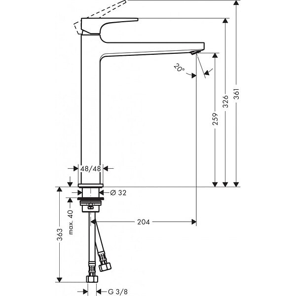 HANSGROHE - Hansgrohe Metropol Mitigeur de lavabo 260 poignée manette, bonde Push-Open, Noir mat (32512670) - large