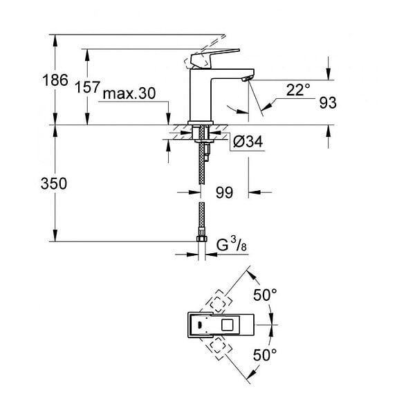 GROHE - Grohe Eurocube - Lot de 2 mitigeurs monocommande 1/2" LavaboTaille S (2313200E-DUO) - large