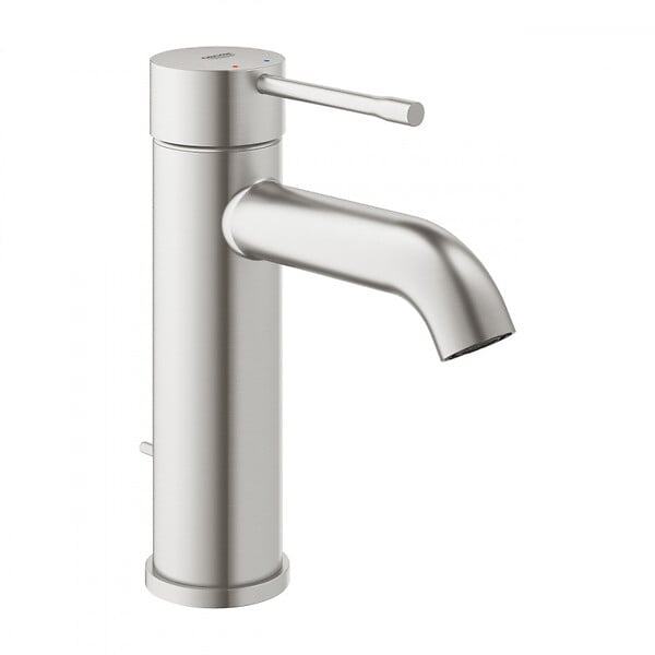 GROHE - Grohe Essence Mitigeur monocommande taille S avec tirette et vidage, cartouche en céramique, Supersteel (24171DC1) - large