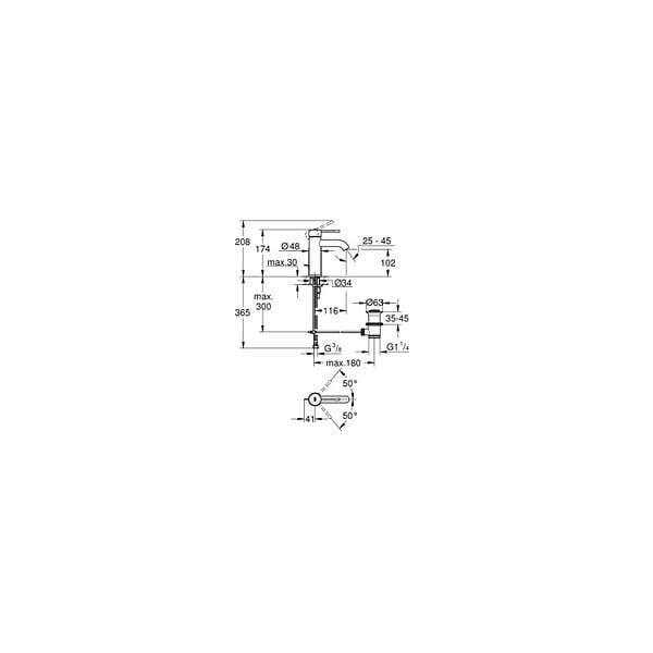 GROHE - Grohe Essence Mitigeur monocommande taille S avec tirette et vidage, cartouche en céramique, Supersteel (24171DC1) - large