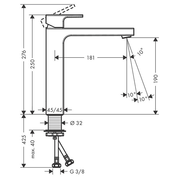HANSGROHE - Hansgrohe Vernis Shape Mitigeur de lavabo ComfortZone 190 avec cartouche céramique, Noir mat (71591670) - large