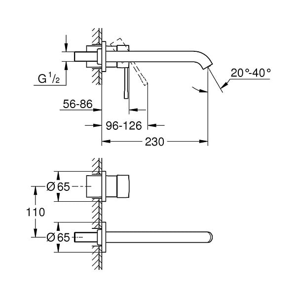 GROHE - Grohe Essence Mitigeur monocommande 2 trous lavabo Taille L (19967DL1) - large