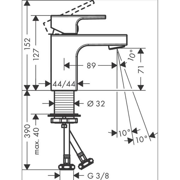 HANSGROHE - Hansgrohe Vernis Shape Mitigeur de lavabo, avec cartouche en céramique, sans tirette ni vidage, Noir mat (71567670) - large
