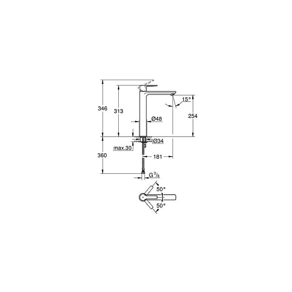 GROHE - Grohe Lineare New Mitigeur monocommande 1/2" Lavabo Taille XL (23405DC1) - large
