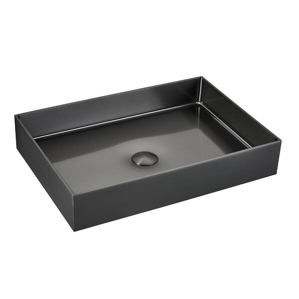 SWISS AQUA TECHNOLOGIES - Swiss Aqua Technologies Aurum Vasque à poser en Acier inoxydable 304, 55x38x11cm sans trop-plein + Bonde, Gun Métal brossé PVD (SATAUR5538BGM) - large