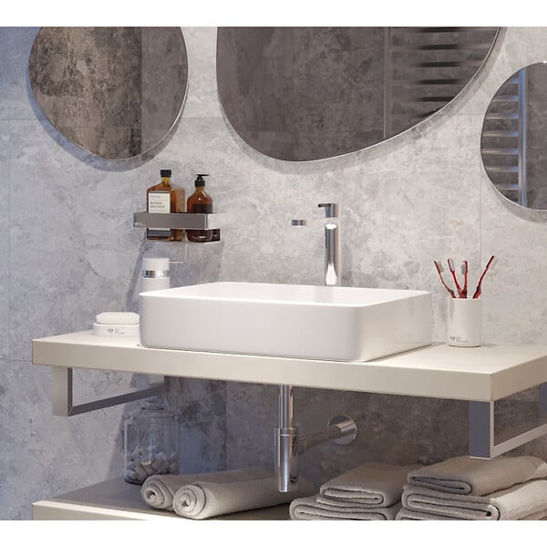SWISS AQUA TECHNOLOGIES - Swiss Aqua Technologies Infinitio Vasque à poser 50x40 cm, sans trop-plein, Blanc brillant (SATINF5040) - large