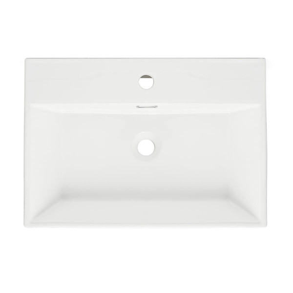 SWISS AQUA TECHNOLOGIES - Cube Way 60x42 cm lavabo suspendu en céramique avec trou pour robinetterie au milieu, sans siphon ni mitigeur, blanc (SATCW6042) - large