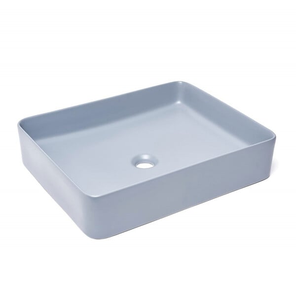 SWISS AQUA TECHNOLOGIES - Swiss Aqua Technologies Infinitio Vasque à poser 50 x 40 x 11 cm, sans trop-plein, Bleu foncé mat (SATINF5040DBLM) - large