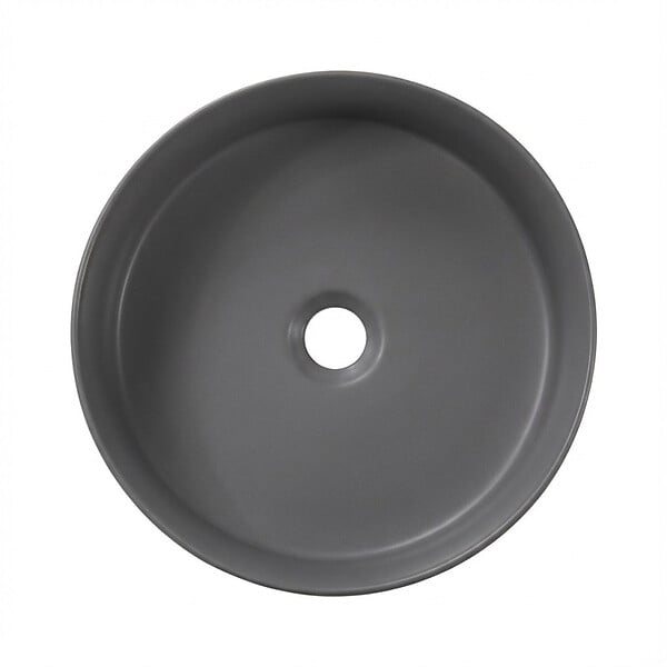 CERAMIA - Ceramia Vasque à poser ronde 36 cm hauteur 12,5 cm sans trop-plein gris mat PixL (CEPX3636GM) - large