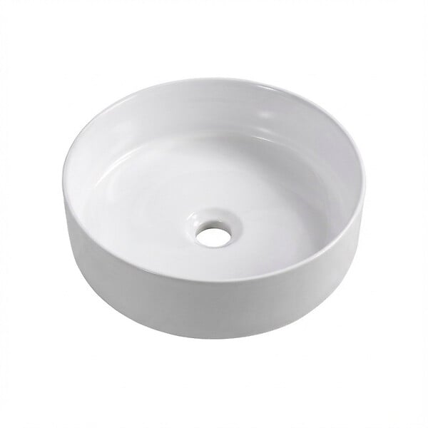 CERAMIA - Ceramia Vasque a poser ronde 36 cm hauteur 12,5 cm sans trop-plein blanc brillant Pixl (CEPX3636) - large
