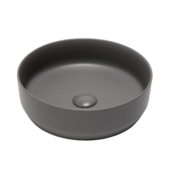 SWISS AQUA TECHNOLOGIES - Swiss Aqua Technologies Set vasque à poser 39x39x12cm sans trop-plein, bonde à écoulement libre Infinitio gris mat SetSATINF-gris - large