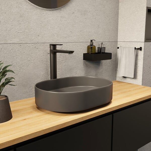 CERAMIA - Ceramia PixL 50 x 37 x 13,5 cm vasque à poser Infinitio, sans trop-plein, gris (CEPX5037GRM) - large