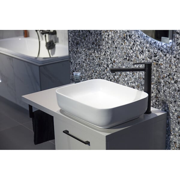 SWISS AQUA TECHNOLOGIES - Swiss Aqua Technologies Set vasque à poser rectangulaire 50x39x13cm sans trop-plein + bonde à écoulement libre Infinitio blanc - large