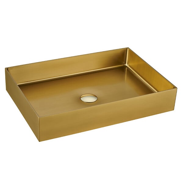 CERAMIA - Ceramia Timeless Vasque à poser en Acier inoxydable 304, 55x38x11cm sans trop-plein + Bonde, Or brossé PVD - large