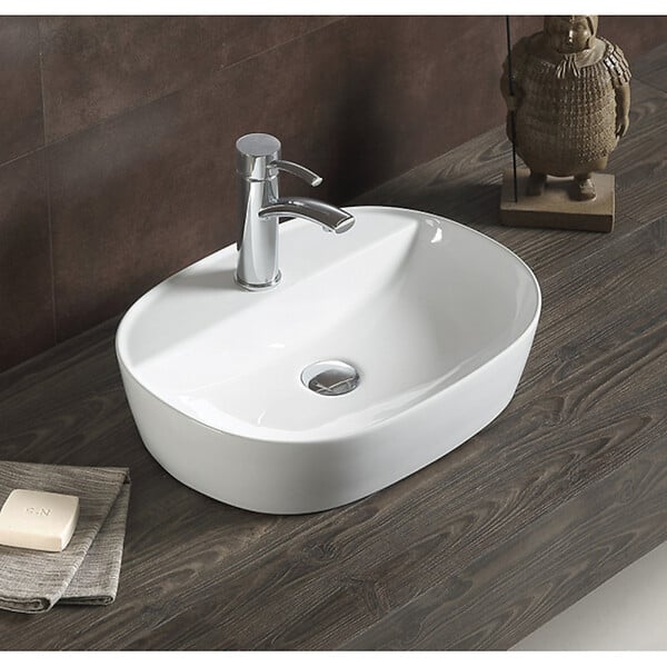 SWISS AQUA TECHNOLOGIES - Swiss Aqua Technologies Vasque à poser Infinitio 60 x 40 x 12,5 cm sans trop-plein, blanc (SATINF6040) - large