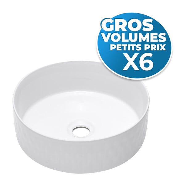 SWISS AQUA TECHNOLOGIES - Swiss Aqua Technologies lot de 6 vasques à poser Infinitio 36 x 36 x 12 cm sans trop-plein, blanc brillant (SATINF3636-GVP06) - large