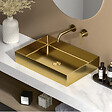 SWISS AQUA TECHNOLOGIES - Swiss Aqua Technologies Aurum Vasque à poser en Acier inoxydable 304, 55x38x11cm sans trop-plein + Bonde, Or brossé PVD (SATAUR5538BG) - vignette