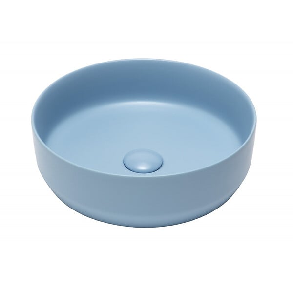 SWISS AQUA TECHNOLOGIES - Swiss Aqua Technologies Vasque à poser Infinitio 39 x 39 x 12 cm sans trop-plein, bleu mat (SATINF3939LBLM) - large