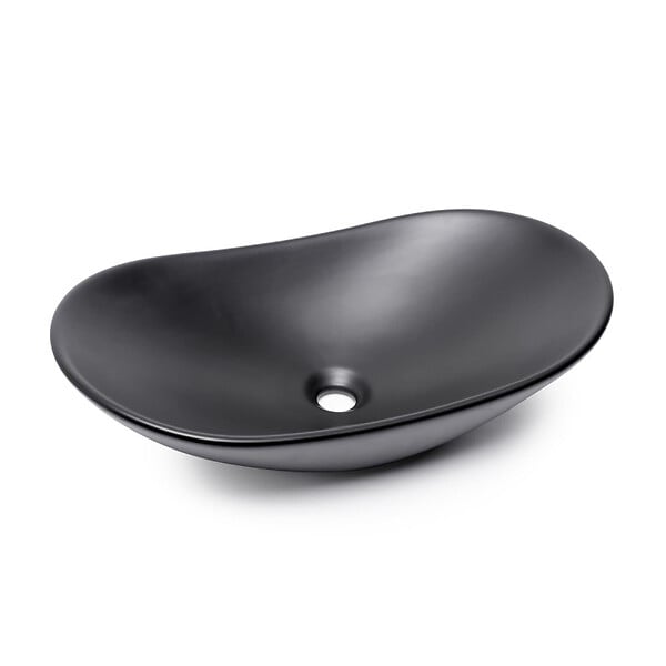 SWISS AQUA TECHNOLOGIES - Swiss Aqua Technologies Infinitio Vasque à poser 61,5x36 cm ovale, sans trop-plein, Noir mat (SATINF61536BKM) - large