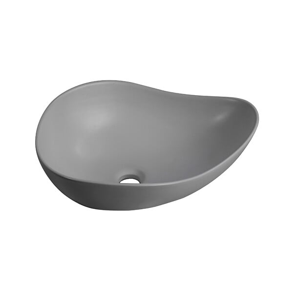 CERAMIA - Vasque à poser design asymétrique 50,5 x 38 x 19 cm sans trop-plein gris mat PixL (CEPX5038GRM) - large