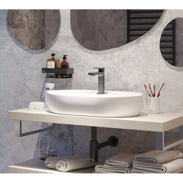 SWISS AQUA TECHNOLOGIES - Swiss Aqua Technologies Infinitio Vasque à poser 60 x 40 x 12,5 cm, sans trop-plein, Blanc mat (SATINF6040M) - large