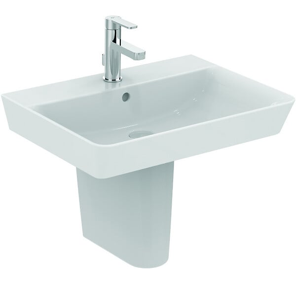 IDEAL STANDARD - Lavabo suspendu en grès fin 60 x 46 cm, avec trou pour robinet et trop-plein, blanc, Ideal Standard Connect Air (E029801) - large
