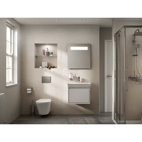 IDEAL STANDARD - Lavabo suspendu en grès fin 60 x 46 cm, avec trou pour robinet et trop-plein, blanc, Ideal Standard Connect Air (E029801) - large