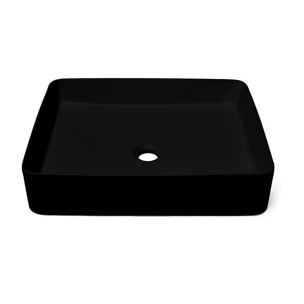 SWISS AQUA TECHNOLOGIES - Swiss Aqua Technologies Set Vasque Infinitio à poser 50x40 cm + Bonde, Noir mat (SATINF5040BKM-SET_BP) - large