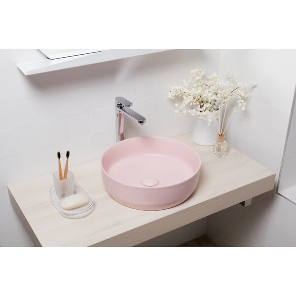 SWISS AQUA TECHNOLOGIES - Swiss Aqua Technologies Vasque à poser Infinitio 39 x 39 x 12 cm sans trop-plein, rose mat (SATINF3939PM) - large