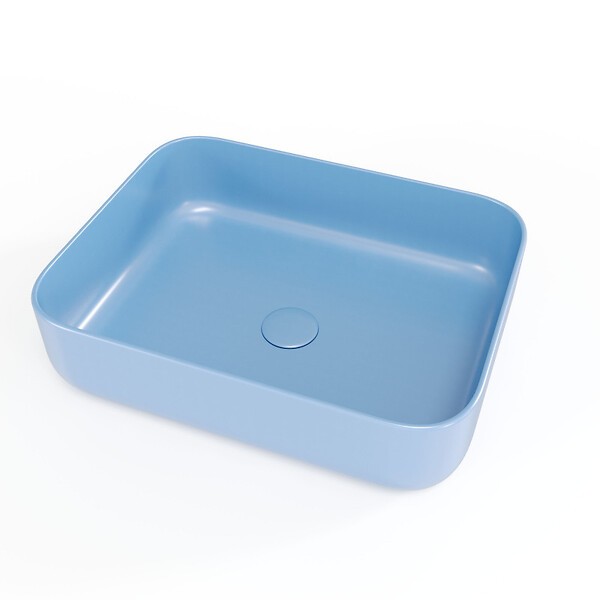 SWISS AQUA TECHNOLOGIES - Swiss Aqua Technologies Infinitio Vasque à poser 50x39 cm, sans trop-plein, Bleu mat (SATINF5039LBLM) - large