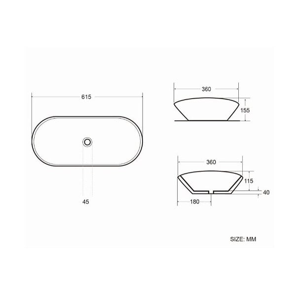 SWISS AQUA TECHNOLOGIES - Infinitio Vasque à poser 61,5 x 36 x 15,5 cm, sans trop-plein, Blanc mat (SATINF61536M) - large
