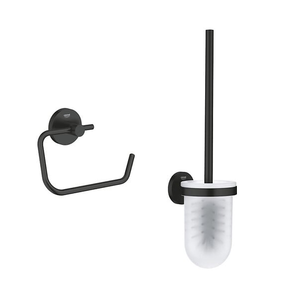GROHE - Grohe START set porte-balai de WC + dérouleur de papier mural, noir mat (411852430-GroheBlackSet1) - large