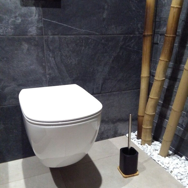 OPTIMA - Optima Hombre Brosse de toilette en polyrésine et bois de bambou, Noir (HOM37) - large