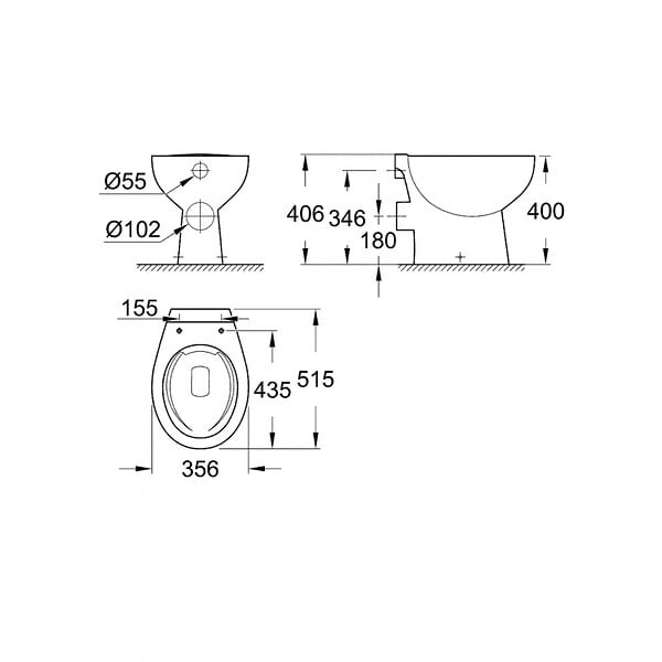 GROHE - Grohe Bau Ceramic WC à poser, blanc alpin (39430000) - large