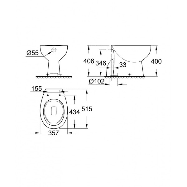GROHE - Grohe Bau Ceramic WC à poser, blanc alpin (39431000) - large