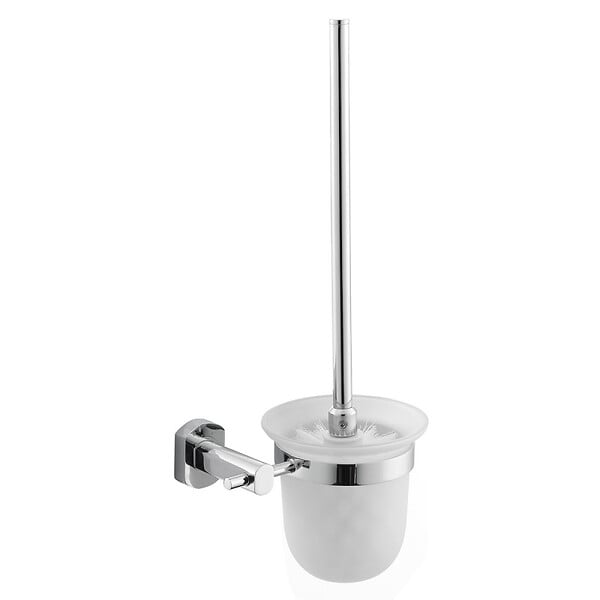 OPTIMA - Optima Cube Way Set Brosse de toilette murale + Porte-papier toilette mural, Chrome (CubeWay-SET) - large