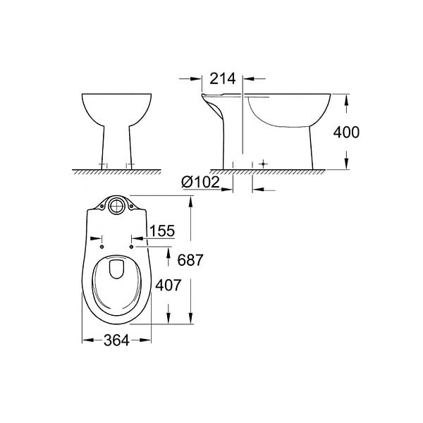 GROHE - Grohe Bau Ceramic Cuvette WC à poser, blanc alpin - large